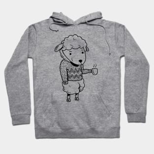 Sheep - Cute sheep drinking coffee Hoodie